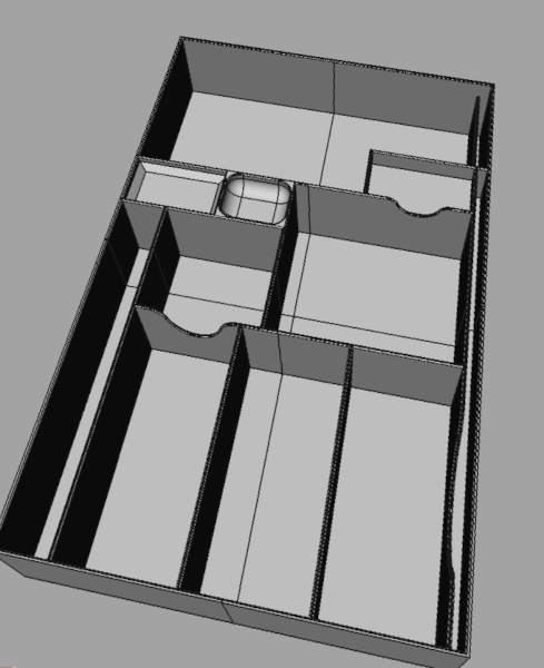 Dėžutės su skyreliais 3D modelis.